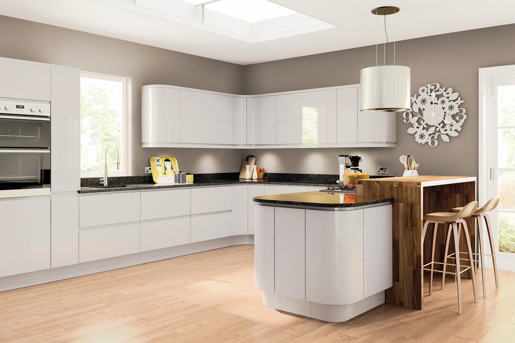 Light grey gloss kitchen outlet cabinets
