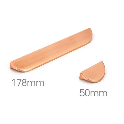 Nick Brushed Copper Lip Pull Handles - Two Sizes Available - Just Click Kitchens