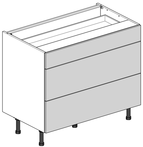 Flatpack three drawer kitchen cabinets