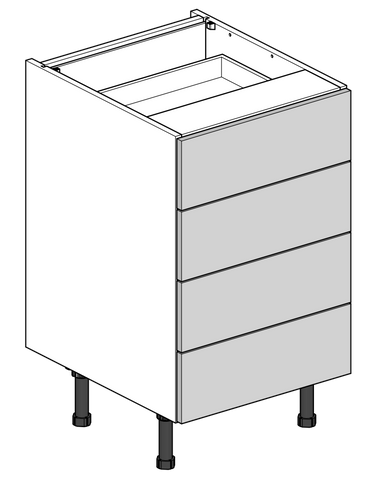 500mm Four Drawer Flatpack Kitchen Unit