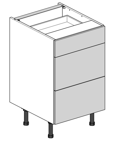 500mm Three Drawer Flatpack Kitchen Unit