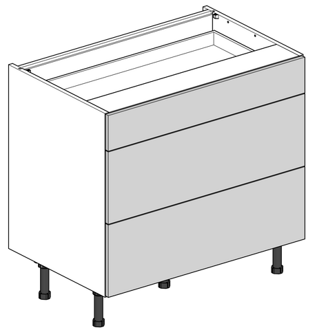 900mm Three Drawer Flatpack Kitchen Unit
