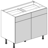 1000mm Double Drawerline Flatpack Kitchen Unit