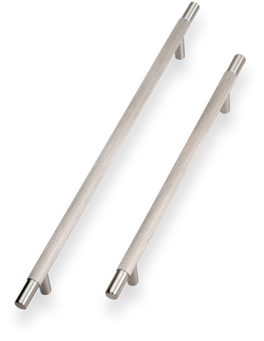 14mm Knurled Brushed Nickel T Bar Door Handle - Two Sizes Available