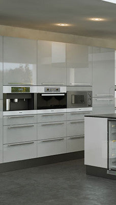 Light grey discount gloss kitchen cabinets