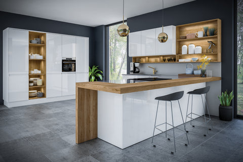 White gloss top kitchen doors
