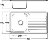 Abbey Stainless Steel Kitchen Single Sink and Drainer